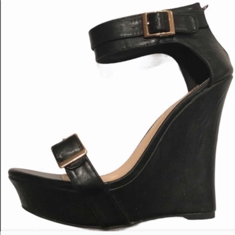 venus black wedge sandals
